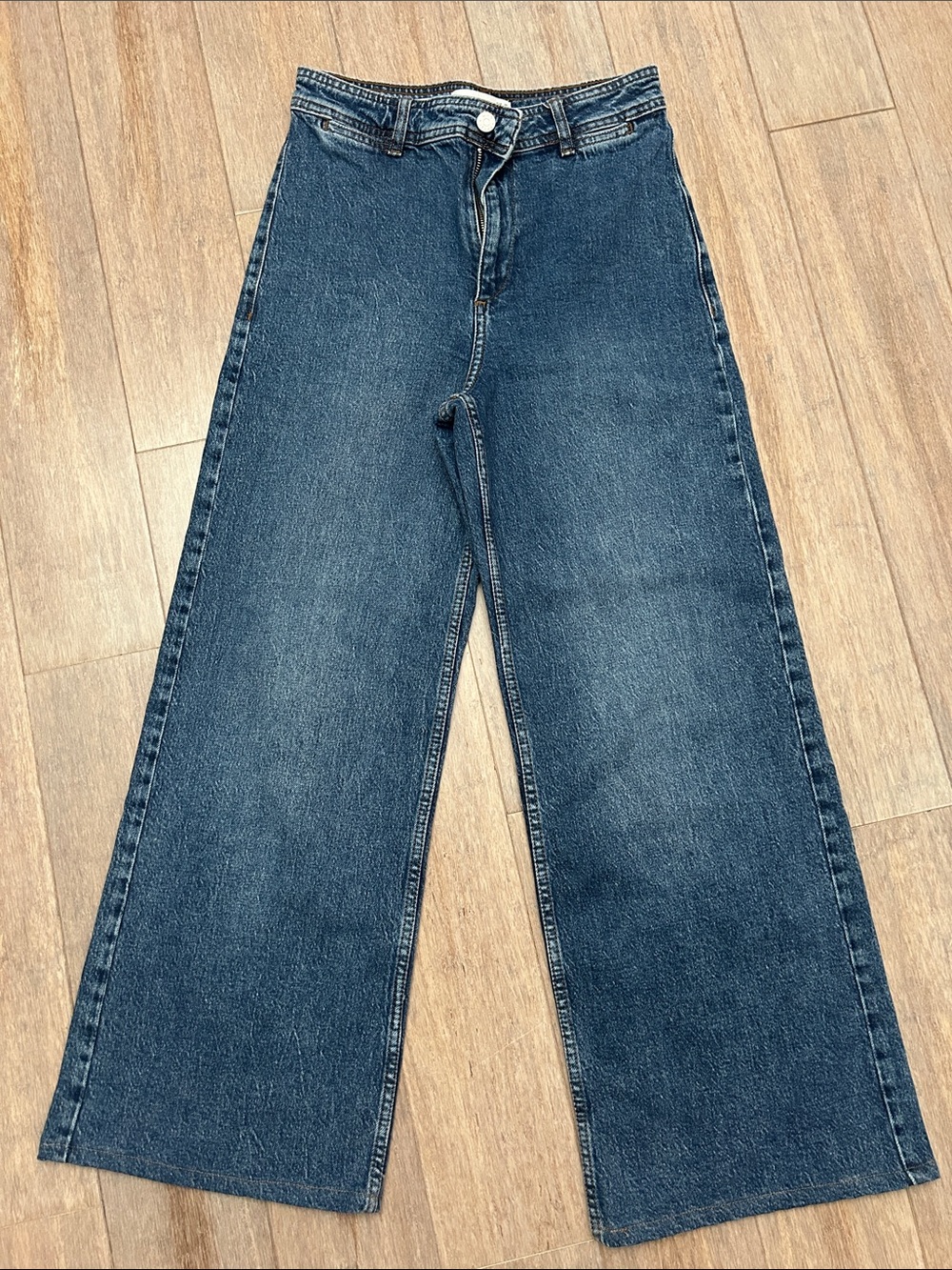 Mango Catherine Wide-Leg Jeans in Dark Blue Denim size US 4